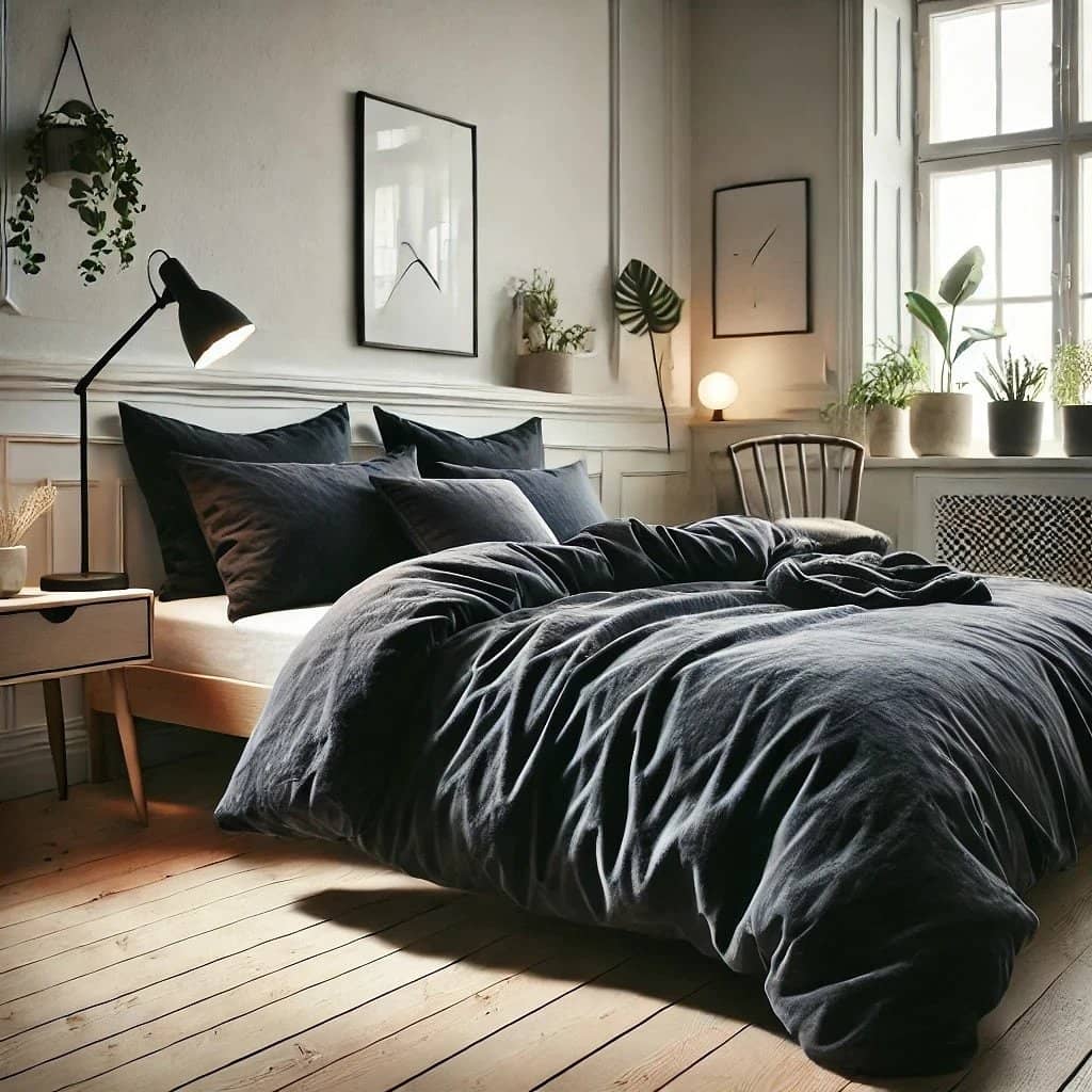 Drap housse bonnet 35cm 100% coton 57fils gris foncé by BLANC PASSION