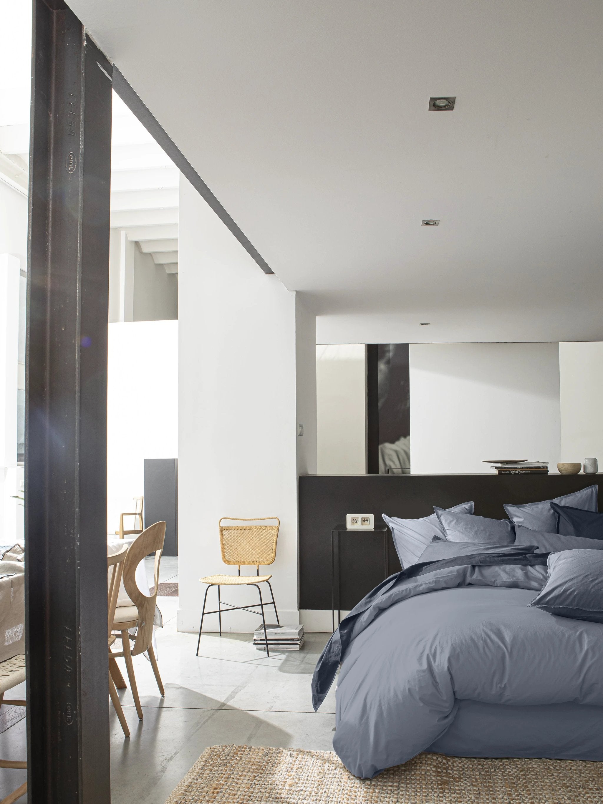 Taie d'oreiller baton rouge 100% percale de coton lavé 80fils/cm_ - bleu forever/bleu anthracite by Baton Rouge