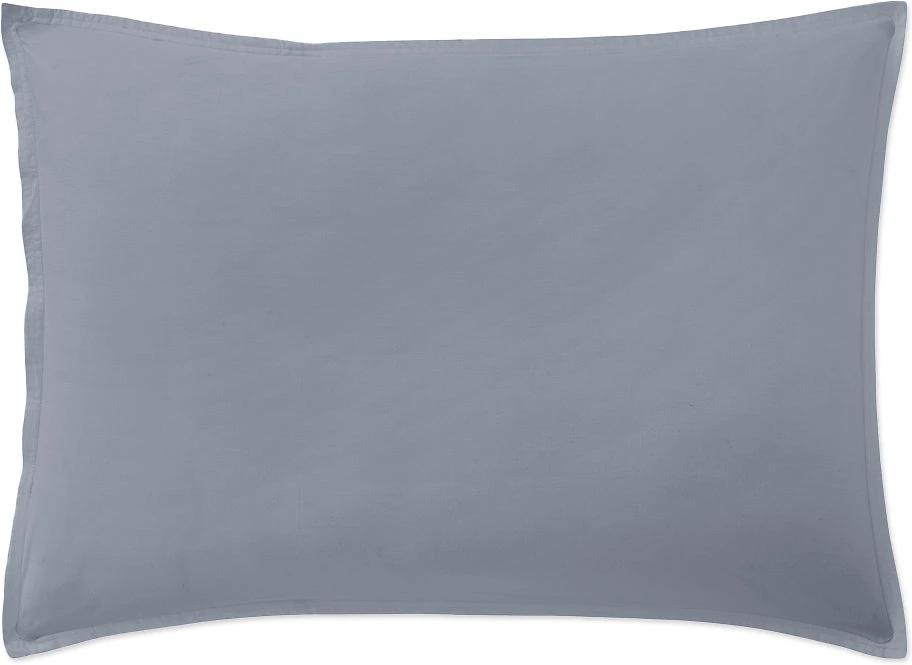 Taie d'oreiller baton rouge 100% percale de coton lavé 80fils/cm_ - bleu forever/bleu anthracite by Baton Rouge