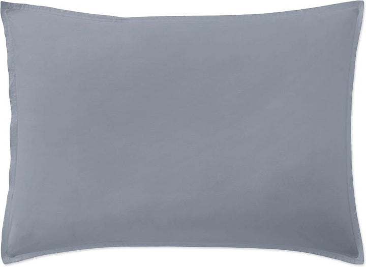Taie d'oreiller baton rouge 100% percale de coton lavé 80fils/cm_ - bleu forever/bleu anthracite by Baton Rouge