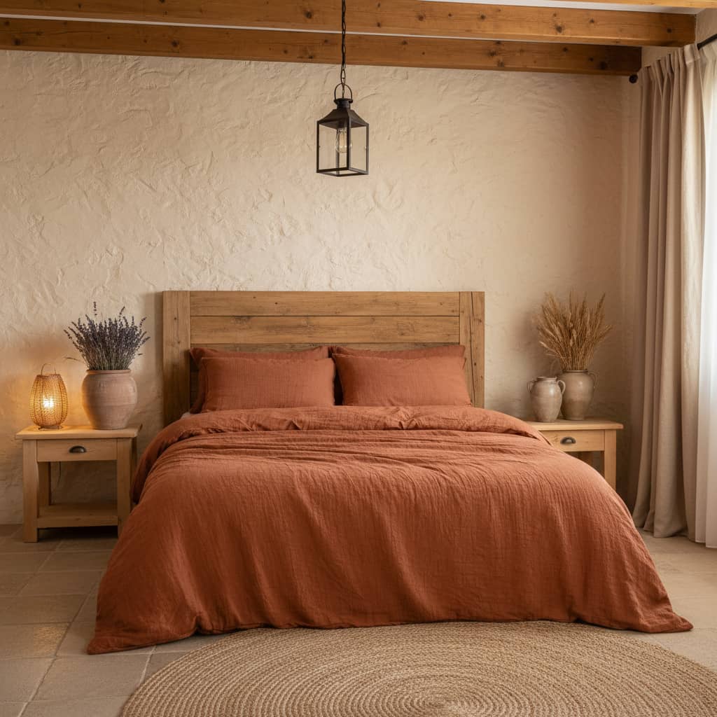 Housse de couette 100% gaze de coton lavé safran minéral by Baton Rouge