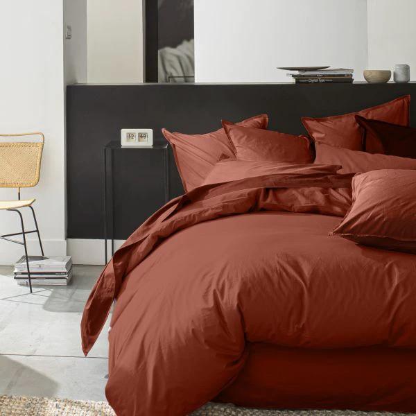 Housse De Couette 100% Percale De Coton Lavé Terracotta by Baton Rouge